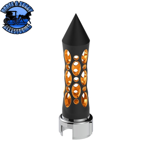 THREAD-ON DAYTONA STYLE SPIKE GEARSHIFT KNOB WITH LED 13/15/18 SPEED ADAPTER (CHOOSE COLOR) (CHOOSE FINISH) SHIFTER Black/Amber LED Tan