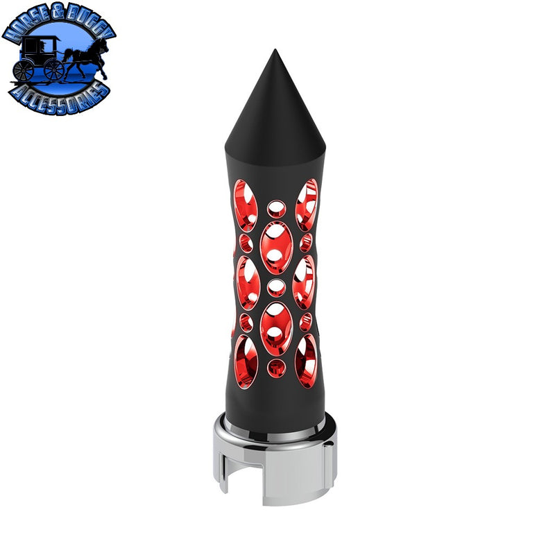 THREAD-ON DAYTONA STYLE SPIKE GEARSHIFT KNOB WITH LED 13/15/18 SPEED ADAPTER (CHOOSE COLOR) (CHOOSE FINISH) SHIFTER Black/Red LED Tan