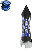 THREAD-ON DAYTONA STYLE SPIKE GEARSHIFT KNOB WITH LED 13/15/18 SPEED ADAPTER (CHOOSE COLOR) (CHOOSE FINISH) SHIFTER Black/Blue LED Light Gray