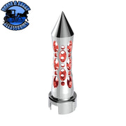 THREAD-ON DAYTONA STYLE SPIKE GEARSHIFT KNOB WITH LED 13/15/18 SPEED ADAPTER (CHOOSE COLOR) (CHOOSE FINISH) SHIFTER Chrome/Red LED Gray
