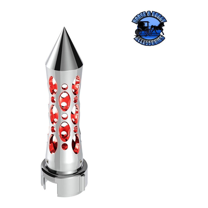 THREAD-ON DAYTONA STYLE SPIKE GEARSHIFT KNOB WITH LED 13/15/18 SPEED ADAPTER - CHROME/RED LED #70919 SHIFTER Gray
