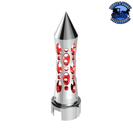 Gray THREAD-ON DAYTONA STYLE SPIKE GEARSHIFT KNOB WITH LED 13/15/18 SPEED ADAPTER - CHROME/RED LED #70919 SHIFTER