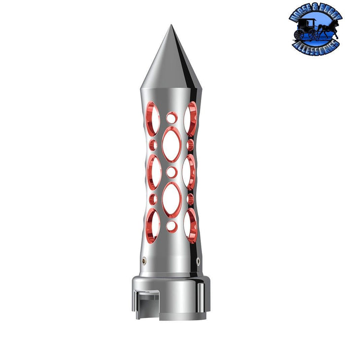 Light Slate Gray THREAD-ON DAYTONA STYLE SPIKE GEARSHIFT KNOB WITH LED 13/15/18 SPEED ADAPTER - CHROME/RED LED #70919 SHIFTER