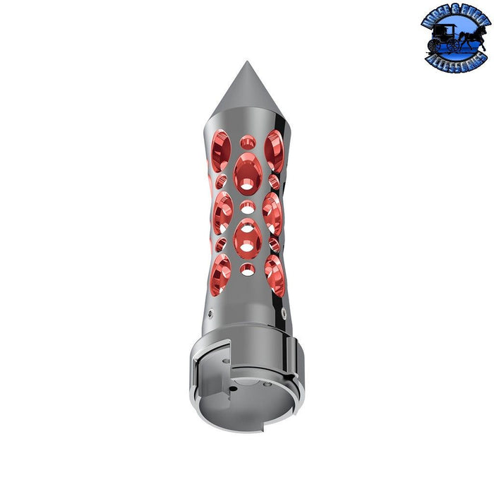 Light Slate Gray THREAD-ON DAYTONA STYLE SPIKE GEARSHIFT KNOB WITH LED 13/15/18 SPEED ADAPTER - CHROME/RED LED #70919 SHIFTER