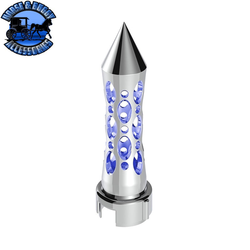 THREAD-ON DAYTONA STYLE SPIKE GEARSHIFT KNOB WITH LED 13/15/18 SPEED ADAPTER (CHOOSE COLOR) (CHOOSE FINISH) SHIFTER Chrome/Blue LED Gray