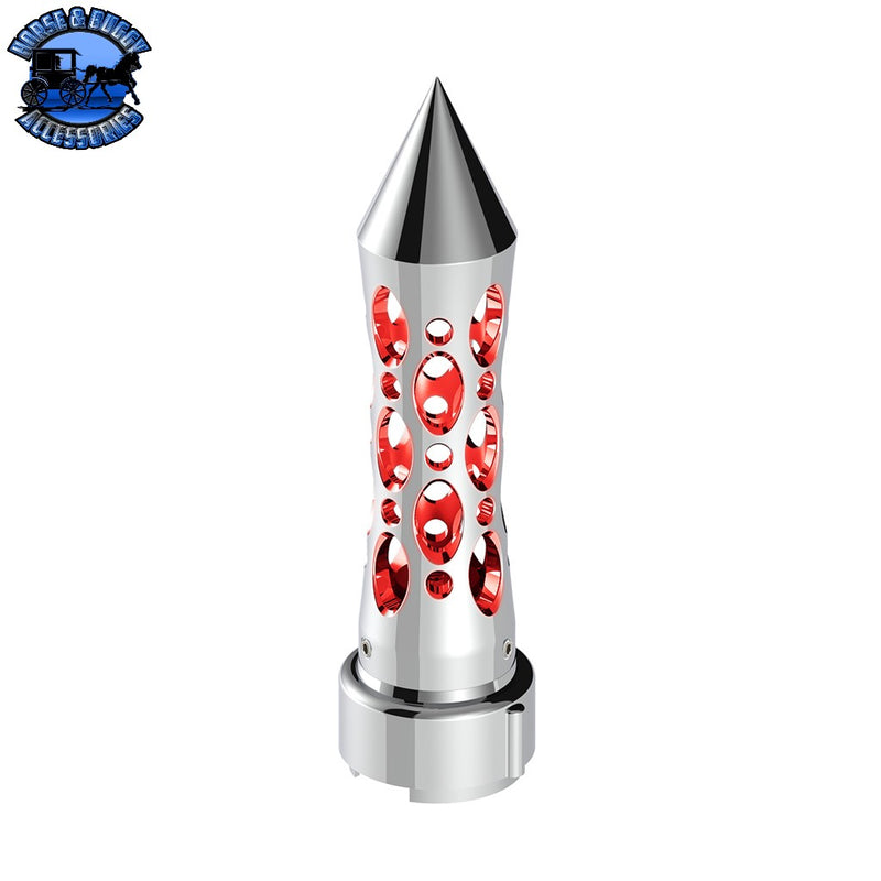 Thread-On Daytona Style Spike Gearshift Knob With LED 9/10 Speed Adapter (Choose finish) (Choose LED Color) Shift Knob Chrome / Red Light Gray