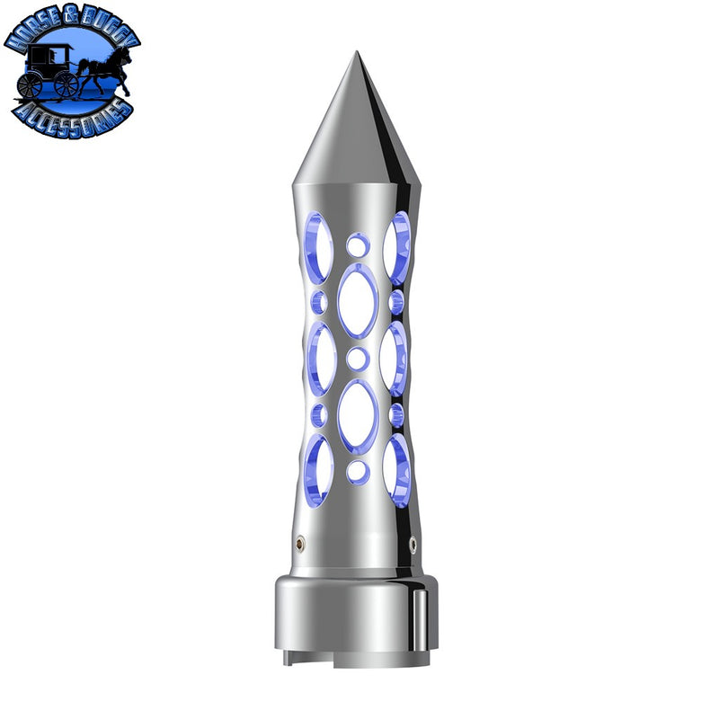 Thread-On Daytona Style Spike Gearshift Knob With LED 9/10 Speed Adapter (Choose finish) (Choose LED Color) Shift Knob Black / Amber,Black / Red,Black / Blue,Black / White,Chrome / Amber,Chrome / Red,Chrome / Blue,Chrome / White Light Slate Gray