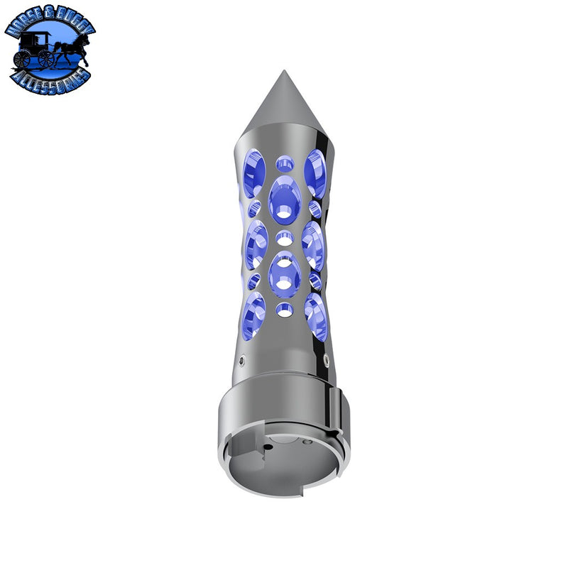 Thread-On Daytona Style Spike Gearshift Knob With LED 9/10 Speed Adapter (Choose finish) (Choose LED Color) Shift Knob Black / Amber,Black / Red,Black / Blue,Black / White,Chrome / Amber,Chrome / Red,Chrome / Blue,Chrome / White Light Slate Gray