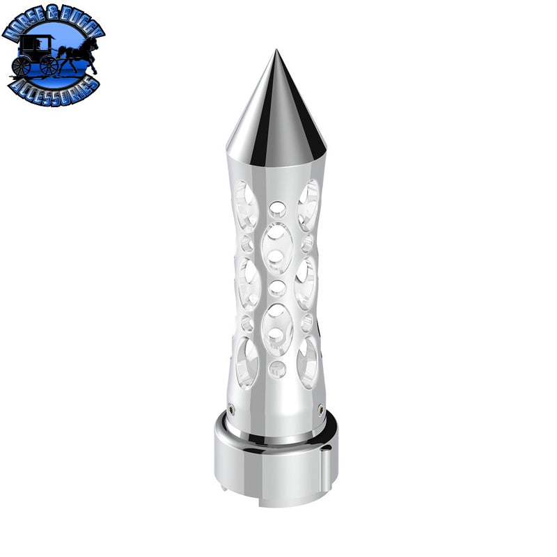 Thread-On Daytona Style Spike Gearshift Knob With LED 9/10 Speed Adapter (Choose finish) (Choose LED Color) Shift Knob Chrome / White Light Gray