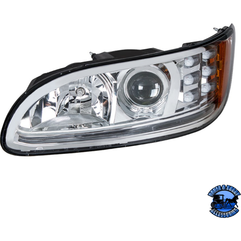 PROJECTION HEADLIGHT WITH LED POSITION LIGHT & LED TURN SIGNAL FOR 2005-2015 PETERBILT 386 (Choose Color) (Choose Side) HEADLIGHT Chrome / Driver's Side,Chrome / Passenger's Side,Black / Driver's Side Gray