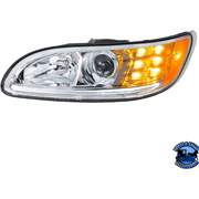 PROJECTION HEADLIGHT WITH LED POSITION LIGHT & LED TURN SIGNAL FOR 2005-2015 PETERBILT 386 (Choose Color) (Choose Side) HEADLIGHT Chrome / Driver's Side Light Gray