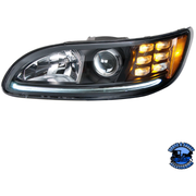 PROJECTION HEADLIGHT WITH LED POSITION LIGHT & LED TURN SIGNAL FOR 2005-2015 PETERBILT 386 (Choose Color) (Choose Side) HEADLIGHT Black / Driver's Side Dark Slate Gray