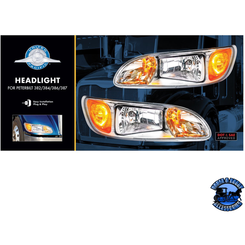 HEADLIGHT FOR 2008+ PETERBILT 382/384/386/387 (Choose Side) HEADLIGHT Driver's Side,Passenger's Side Tan