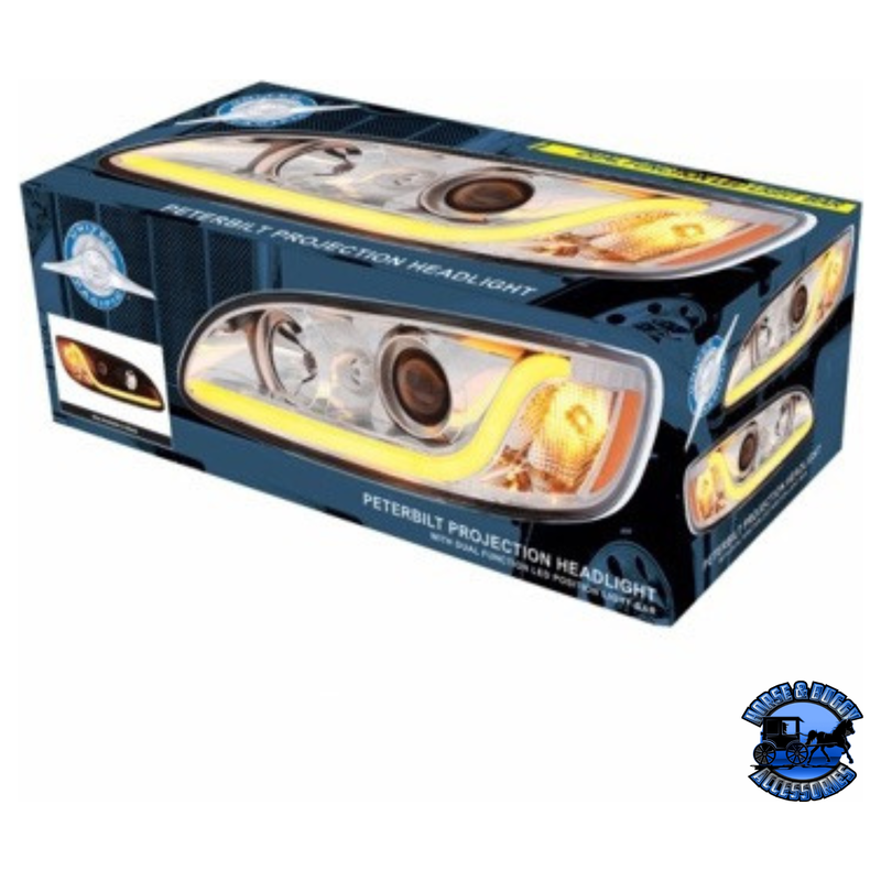 PROJECTION HEADLIGHT W/LED DUAL FUNCTION LIGHT BAR FOR PETERBILT 386 (2005-2015) & 387 (1999-2010) (Choose Color) (Choose Side) HEADLIGHT Black / Driver's Side,Black / Passenger's Side,Chrome / Driver's Side,Chrome / Passenger's Side Dark Slate Gray