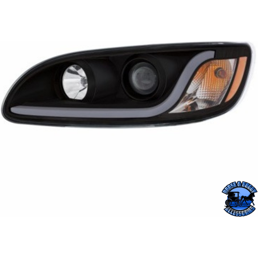 Gray PROJECTION HEADLIGHT W/LED DUAL FUNCTION LIGHT BAR FOR PETERBILT 386 (2005-2015) & 387 (1999-2010) (Choose Color) (Choose Side) HEADLIGHT Black / Driver's Side,Black / Passenger's Side,Chrome / Driver's Side,Chrome / Passenger's Side