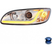 Gray PROJECTION HEADLIGHT W/LED DUAL FUNCTION LIGHT BAR FOR PETERBILT 386 (2005-2015) & 387 (1999-2010) (Choose Color) (Choose Side) HEADLIGHT Chrome / Driver's Side