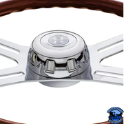 18" 4-SPOKE STYLE WOOD STEERING WHEEL WITH HUB & HORN BUTTON KIT FOR PETERBILT (2006+) & KENWORTH (2003+) #88178 steering wheel Black