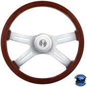 18" 4-SPOKE STYLE WOOD STEERING WHEEL WITH HUB & HORN BUTTON KIT FOR PETERBILT (2006+) & KENWORTH (2003+) #88178 steering wheel Light Gray