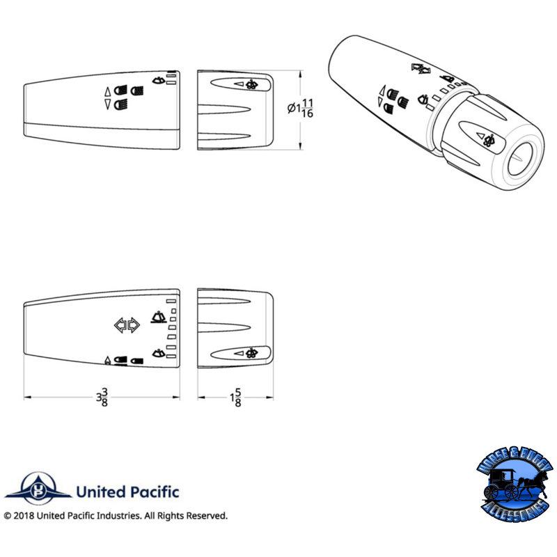 CHROME PLASTIC TURN SIGNAL LEVER COVER FOR 2006+ PETERBILT & KENWORTH TRUCKS #41408 Turn Signal Cover Light Gray