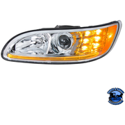 PROJECTION HEADLIGHT WITH LED POSITION LIGHT & LED TURN SIGNAL FOR 2005-2015 PETERBILT 386 (Choose Color) (Choose Side) HEADLIGHT Chrome / Driver's Side,Chrome / Passenger's Side,Black / Driver's Side Light Gray