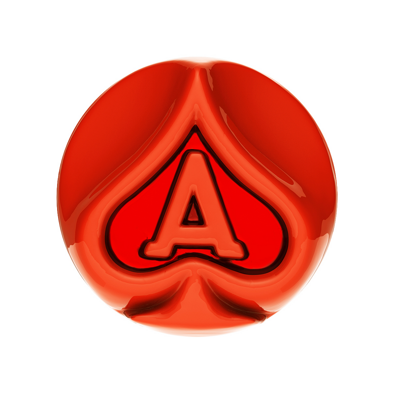 Ace Of Spades Air Valve Knob - Cadmium Orange With Gloss Red Inlay