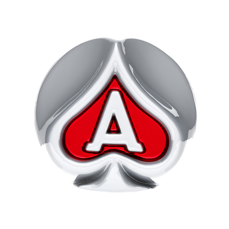 Ace Of Spades Air Valve Knob - Liquid Silver With Gloss Red Inlay