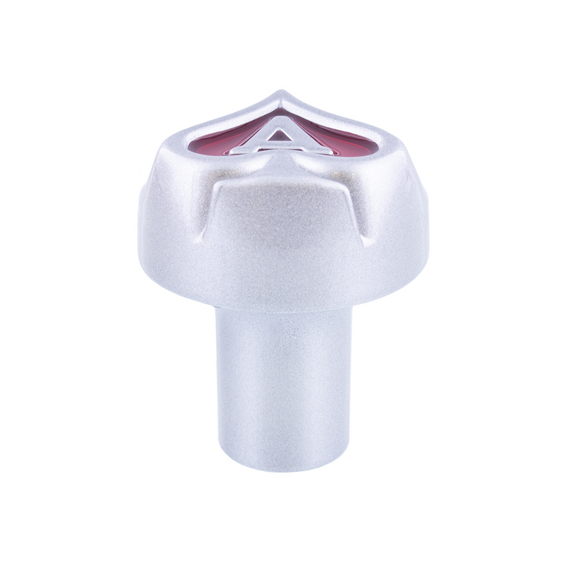 Ace Of Spades Air Valve Knob - Liquid Silver With Gloss Red Inlay