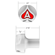 Ace Of Spades Air Valve Knob - Pearl White With Gloss Red Inlay