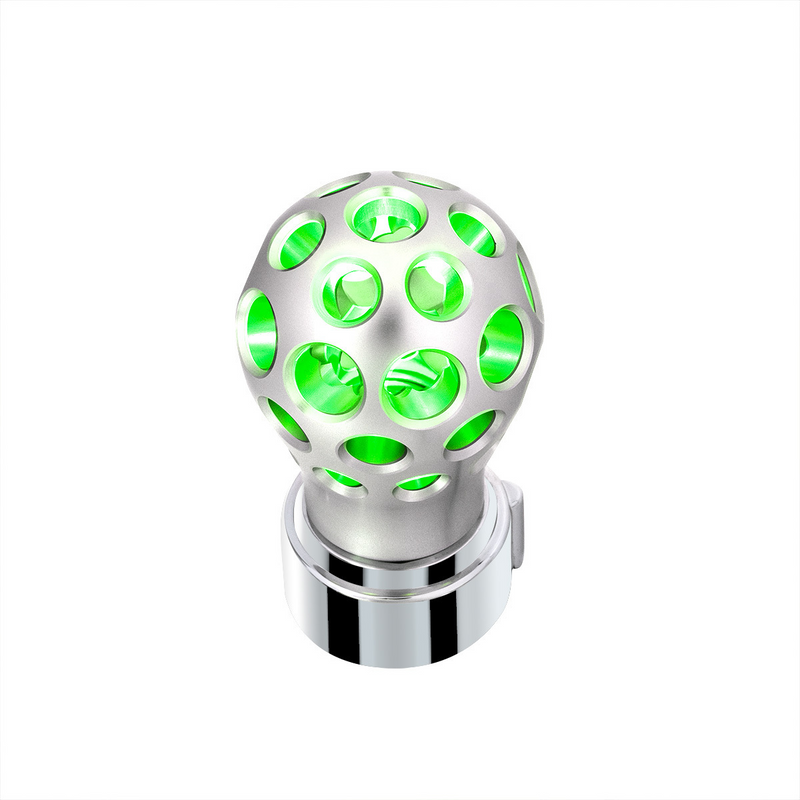 Thread-On Annodized Phoenix Ball Gearshift Knob With LED 9/10 Speed Adapter-Green LED