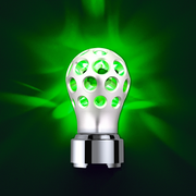 Thread-On Annodized Phoenix Ball Gearshift Knob With LED 9/10 Speed Adapter-Green LED