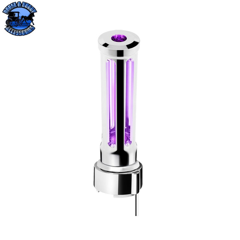 Thread-On Sonoma Style Gearshift Knob With LED 9/10 Speed Adapter (Choose Finish) (Choose LED Color) Shift Knob Chrome / Purple Black