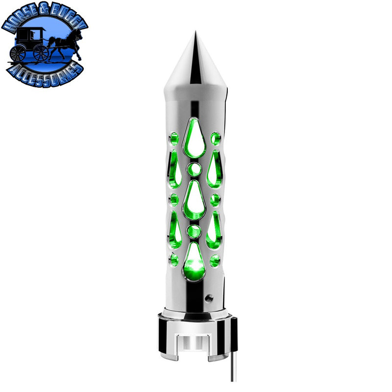 Brooklyn Style Spike Gearshift Knob With LED 13/15/18 Speed Adapter - Chrome/Green LED SHIFTER Gray