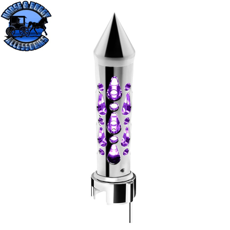 Brooklyn Style Spike Gearshift Knob With LED 13/15/18 Speed Adapter - Chrome/Purple LED SHIFTER Black