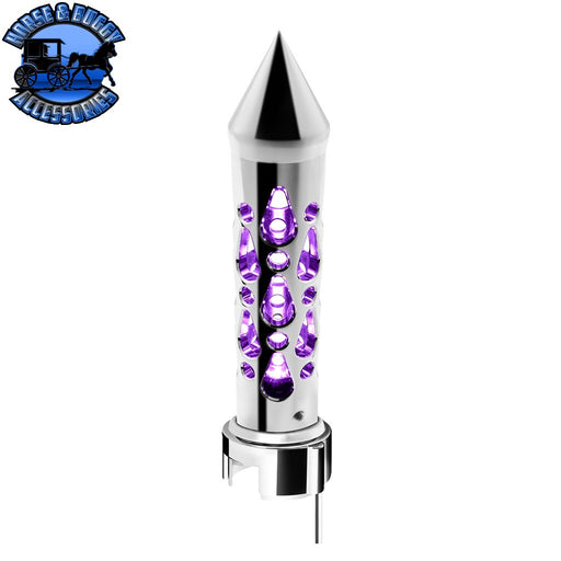 Brooklyn Style Spike Gearshift Knob With LED 13/15/18 Speed Adapter - Chrome/Purple LED SHIFTER Black