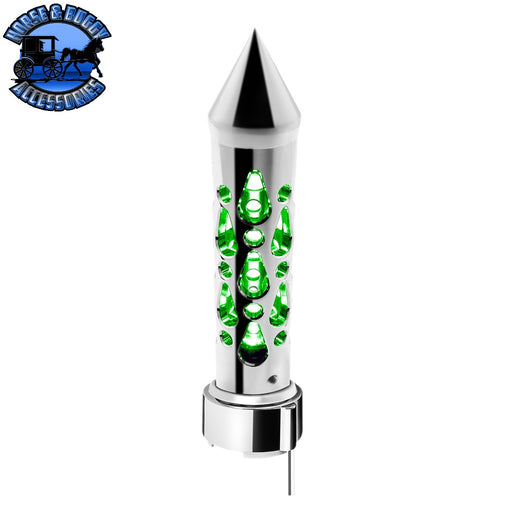 Brooklyn Style Spike Gearshift Knob With LED 9/10 Speed Adapter - Chrome/Green LED SHIFTER Dark Slate Gray