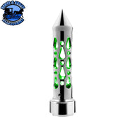 Brooklyn Style Spike Gearshift Knob With LED 9/10 Speed Adapter - Chrome/Green LED SHIFTER Gray