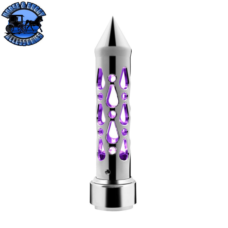 Brooklyn Style Spike Gearshift Knob With LED 9/10 Speed Adapter - Chrome/Purple LED SHIFTER Gray