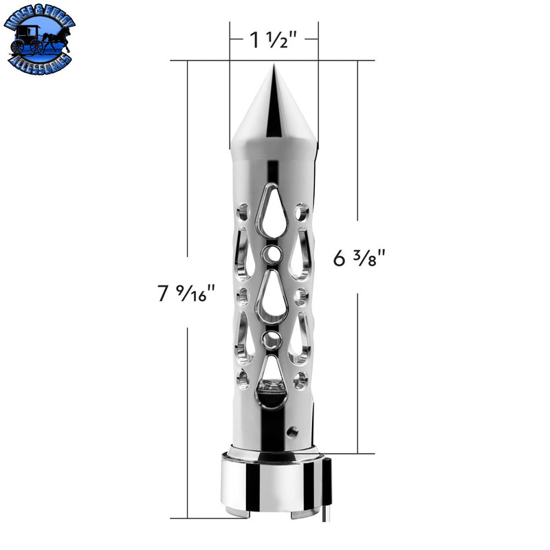 UP-71217 Brooklyn Style Spike Gearshift Knob With LED 9/10 Speed Adapter - Chrome/Purple LED
