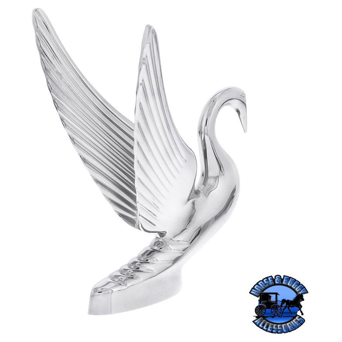 Light Gray Die-Cast Swan Hood Ornament - Chrome #72001 hood ornament