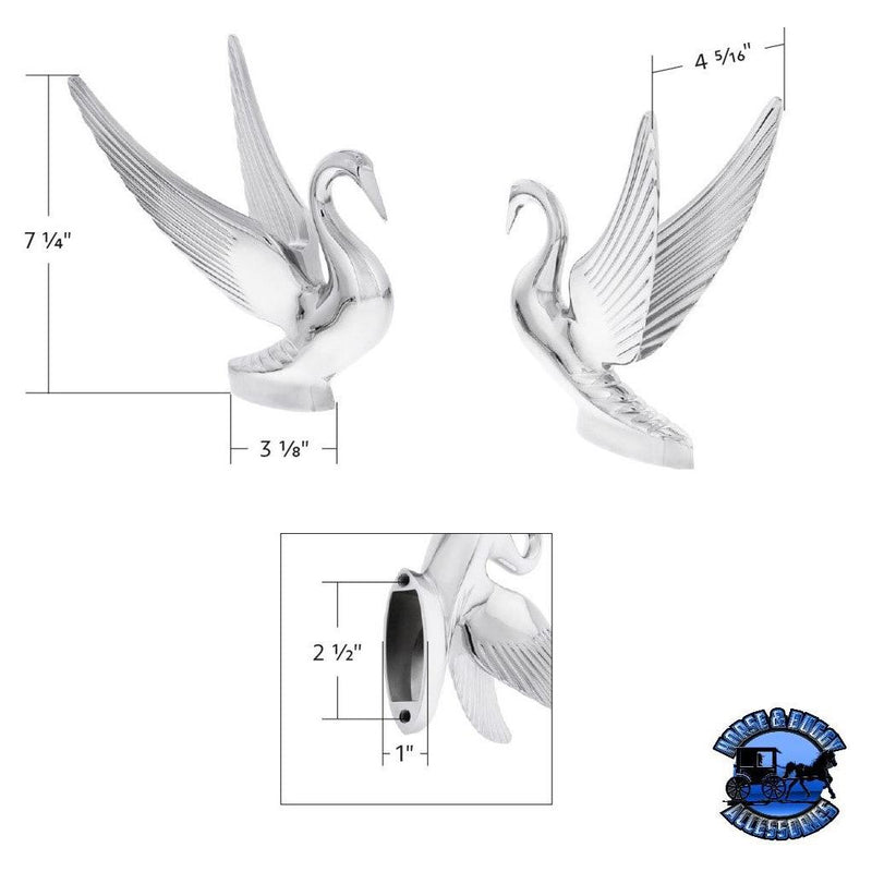 Die-Cast Swan Hood Ornament - Chrome #72001 hood ornament Light Gray