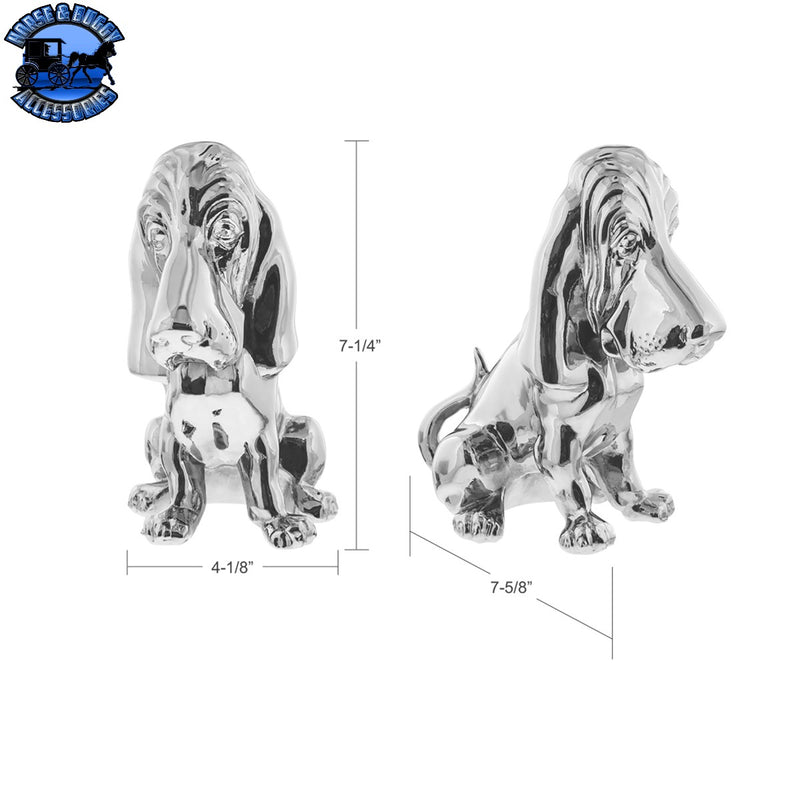 UP-72003 Die-Cast Bassett Hound Hood Ornament - Chrome