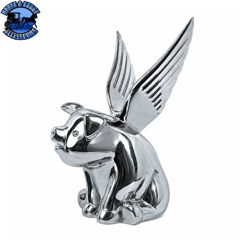 Die-Cast Sitting Pig With Wing Hood Ornament (Choose Finish)