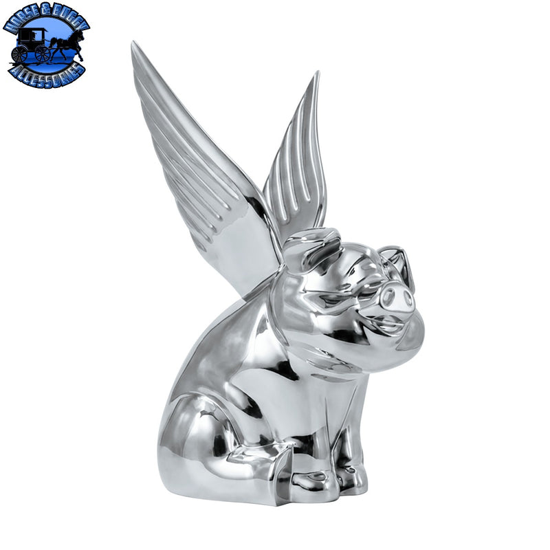 Die-Cast Sitting Pig With Wing Hood Ornament (Choose Finish)