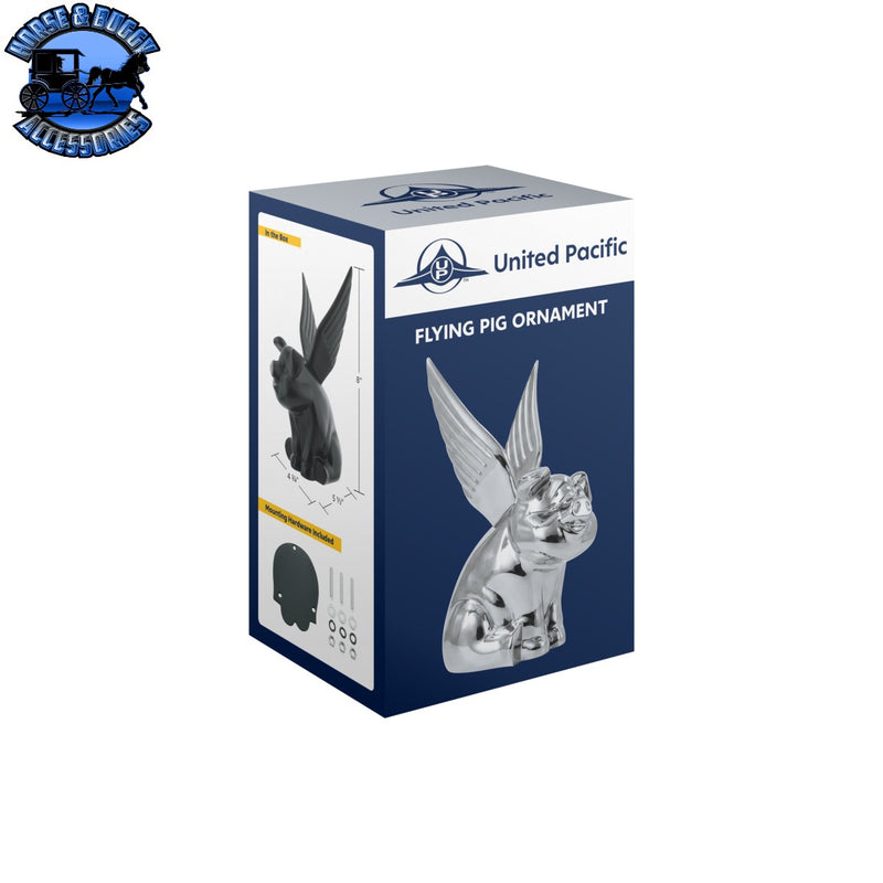 Die-Cast Sitting Pig With Wing Hood Ornament (Choose Finish)