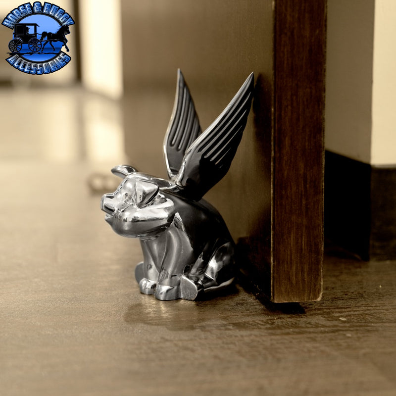 Die-Cast Sitting Pig With Wing Hood Ornament (Choose Finish)
