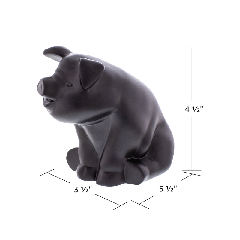 Die-Cast Sitting Pig Hood Ornament - Matte Black