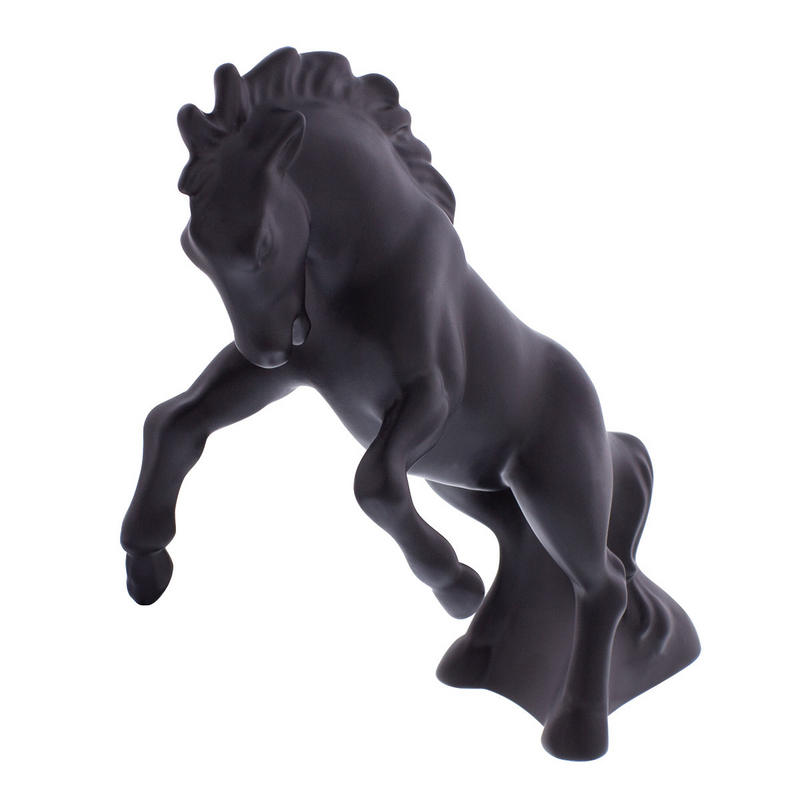 Die-Cast Fighting Stallion Hood Ornament - Matte Black