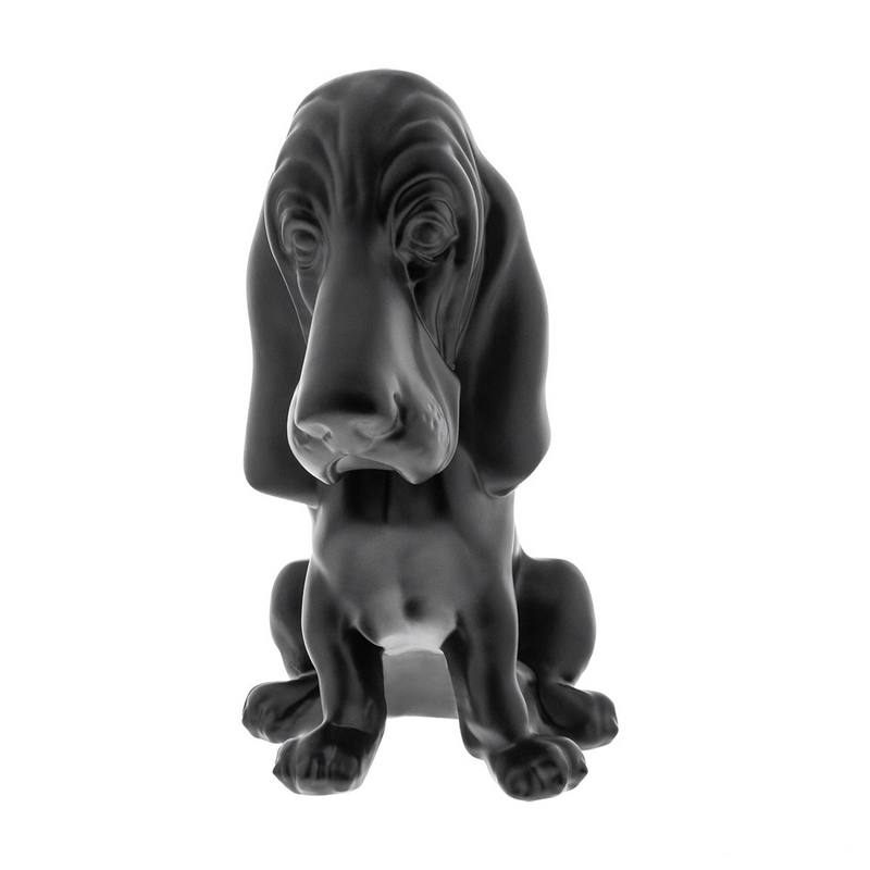 Die-Cast Bassett Hound Hood Ornament - Matte Black
