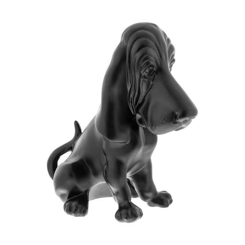 Die-Cast Bassett Hound Hood Ornament - Matte Black