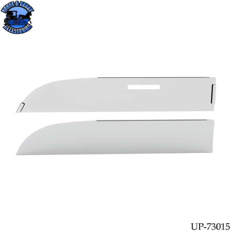 UP-73015 430 Stainless Steel 6" Chop Top Window Trim For 2012-2017 Peterbilt 567 & 579 With Convex Mirror (Pair)